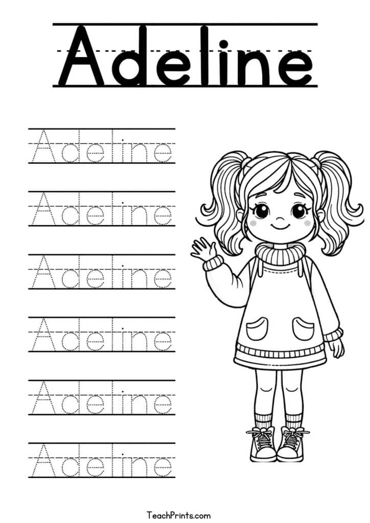 Adeline Name Tracing Worksheet