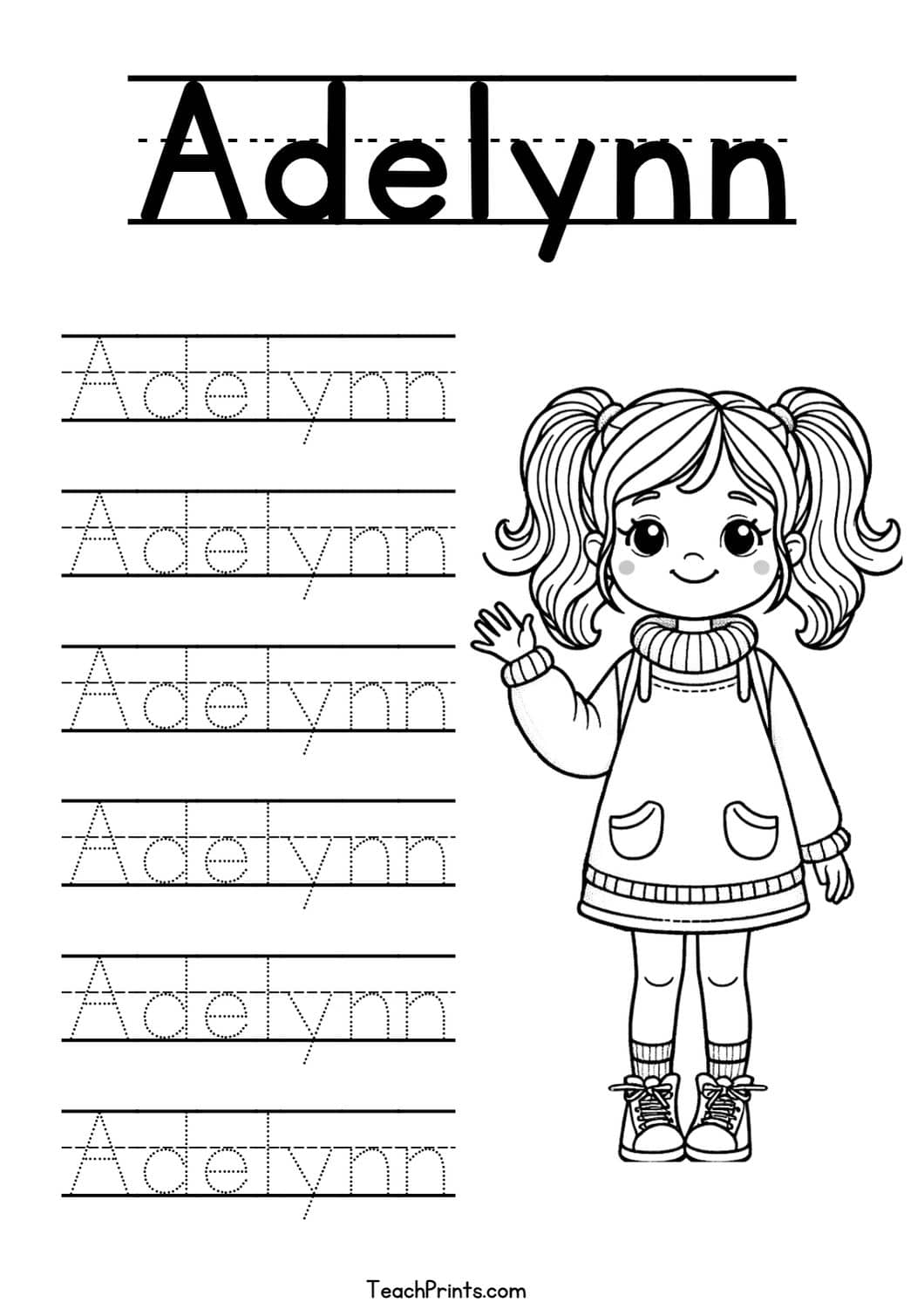A Name Tracing Worksheets 132 - Adelynn Name Tracing Worksheet
