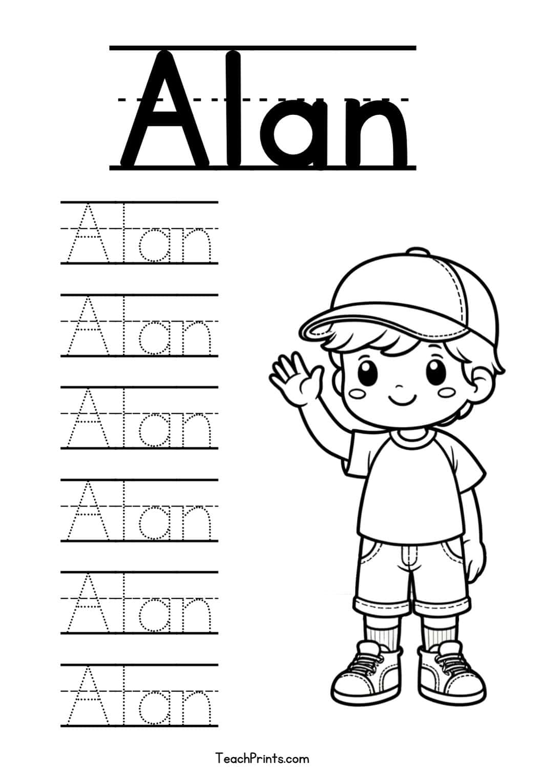 A Name Tracing Worksheets – 132 Names (Free & Printable) - Teach Prints