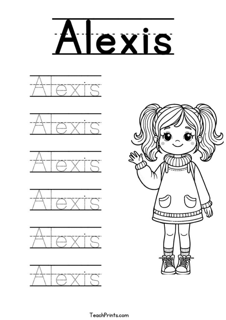 Alexis Name Tracing Worksheet