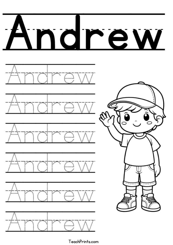 Andrew Name Tracing Worksheet
