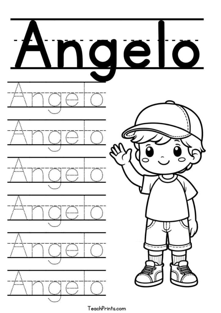 Angelo Name Tracing Worksheet
