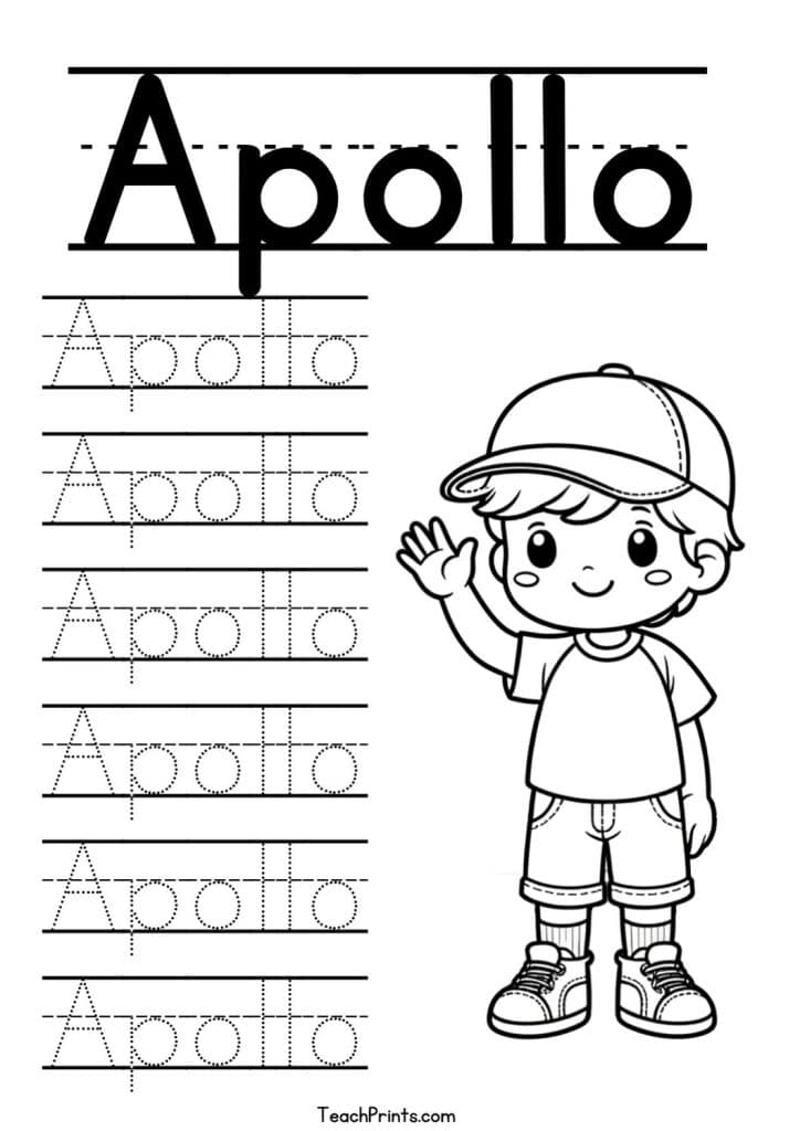 Apollo Name Tracing Worksheet