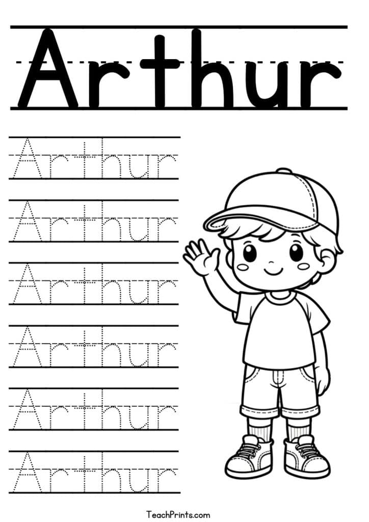 Arthur Name Tracing Worksheet