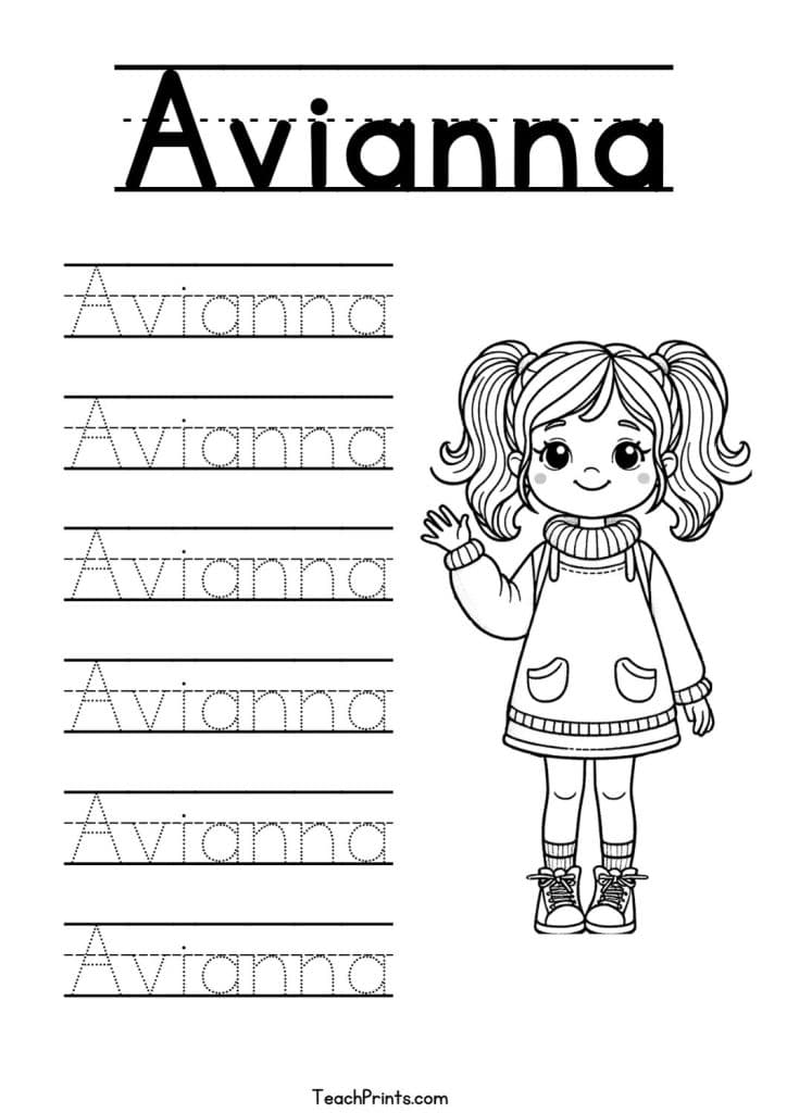 Avianna Name Tracing Worksheet