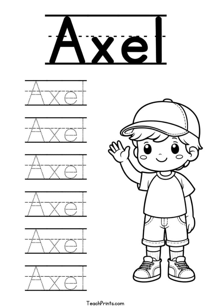 Axel Name Tracing Worksheet