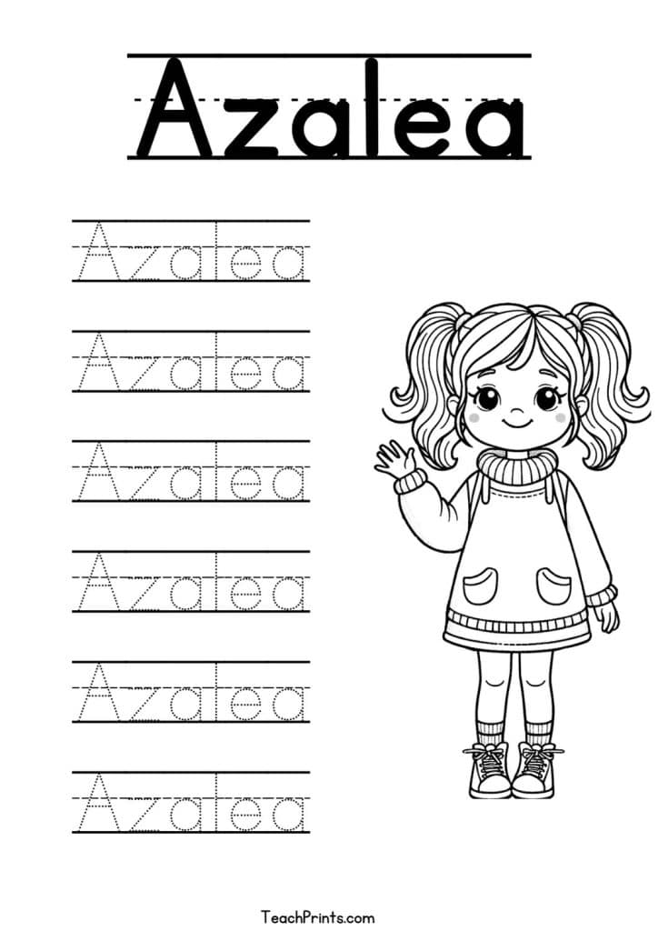 Azalea Name Tracing Worksheet