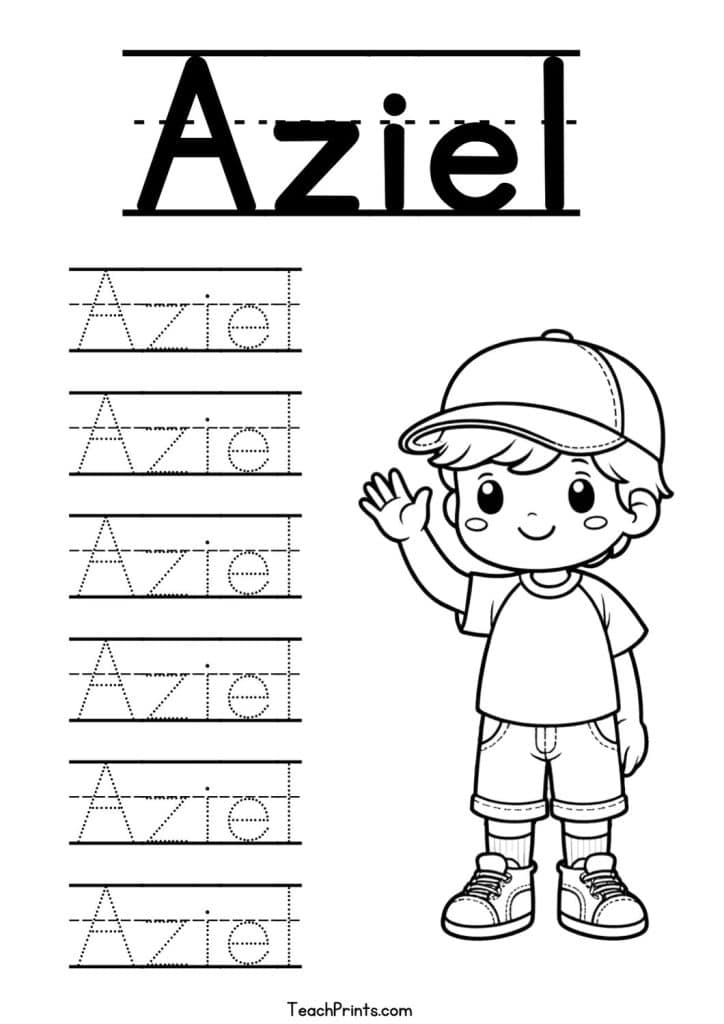Aziel Name Tracing Worksheet