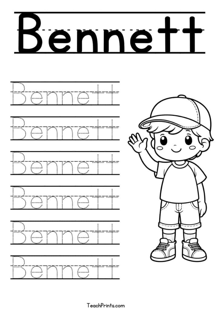 Bennett Name Tracing Worksheet