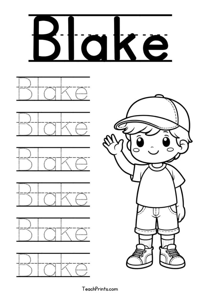 Blake Name Tracing Worksheet