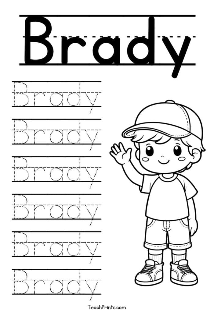 Brady Name Tracing Worksheet