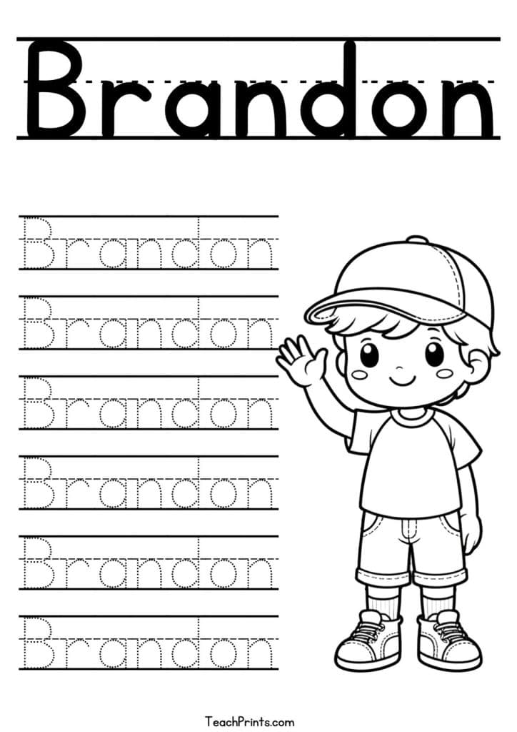 Brandon Name Tracing Worksheet