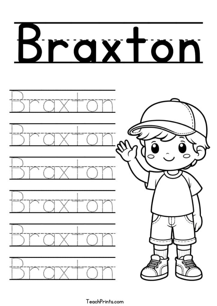 Braxton Name Tracing Worksheet