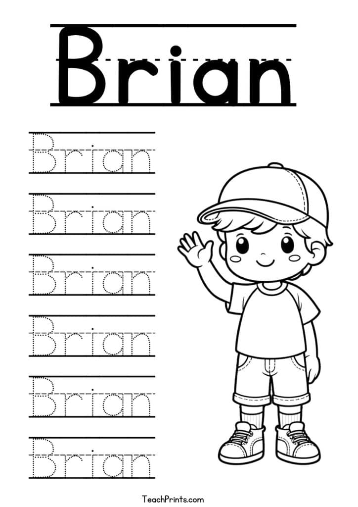 Brian Name Tracing Worksheet