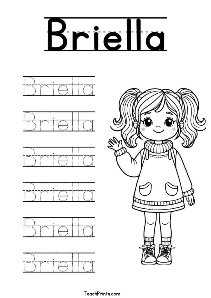 Briella Name Tracing Worksheet
