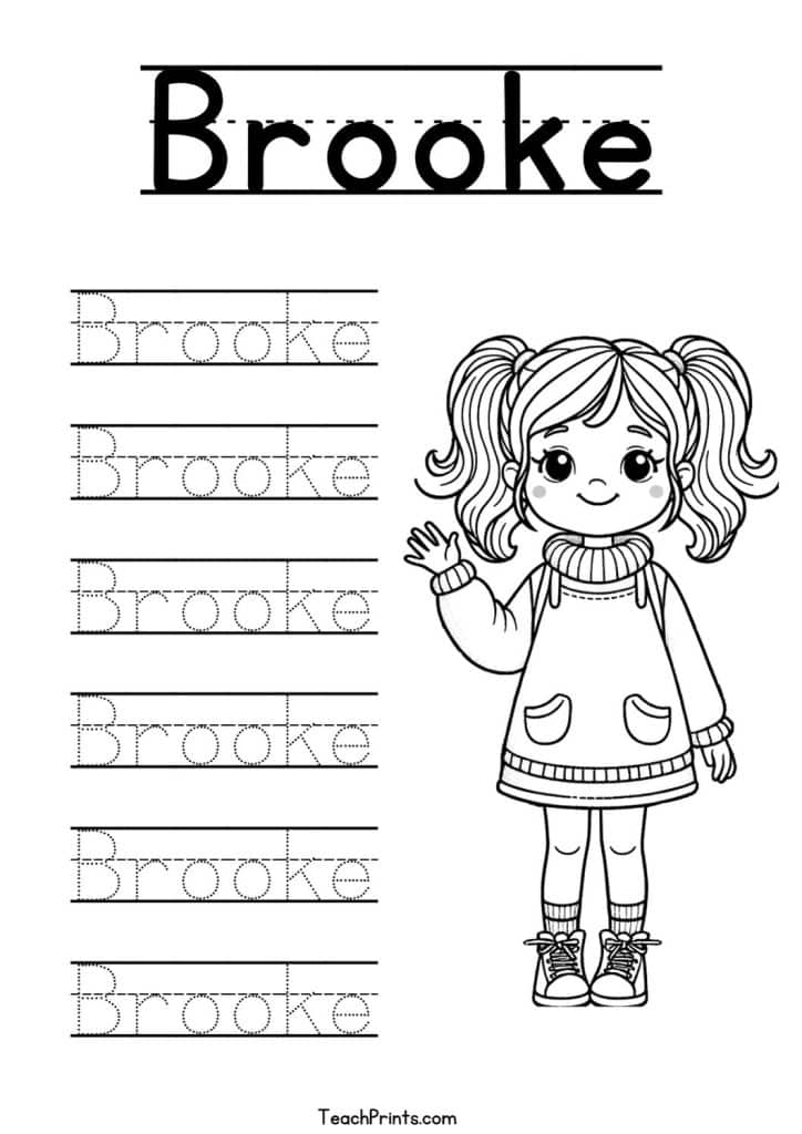 Brooke Name Tracing Worksheet