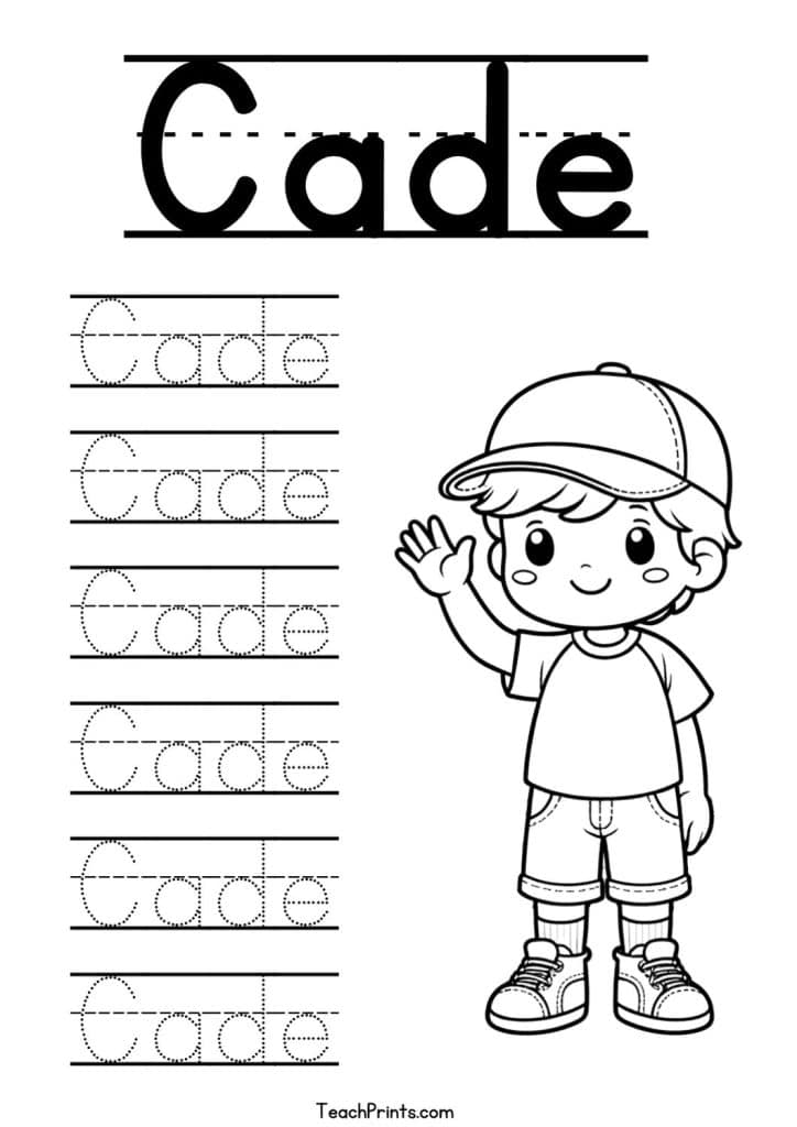 Cade Name Tracing Worksheet