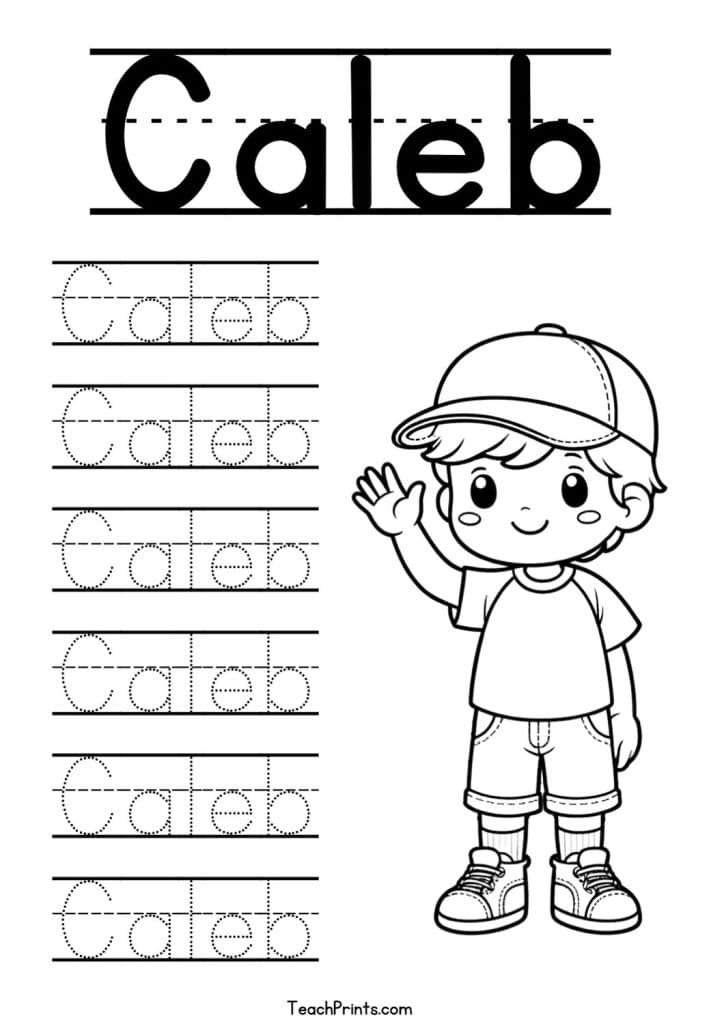 Caleb Name Tracing Worksheet