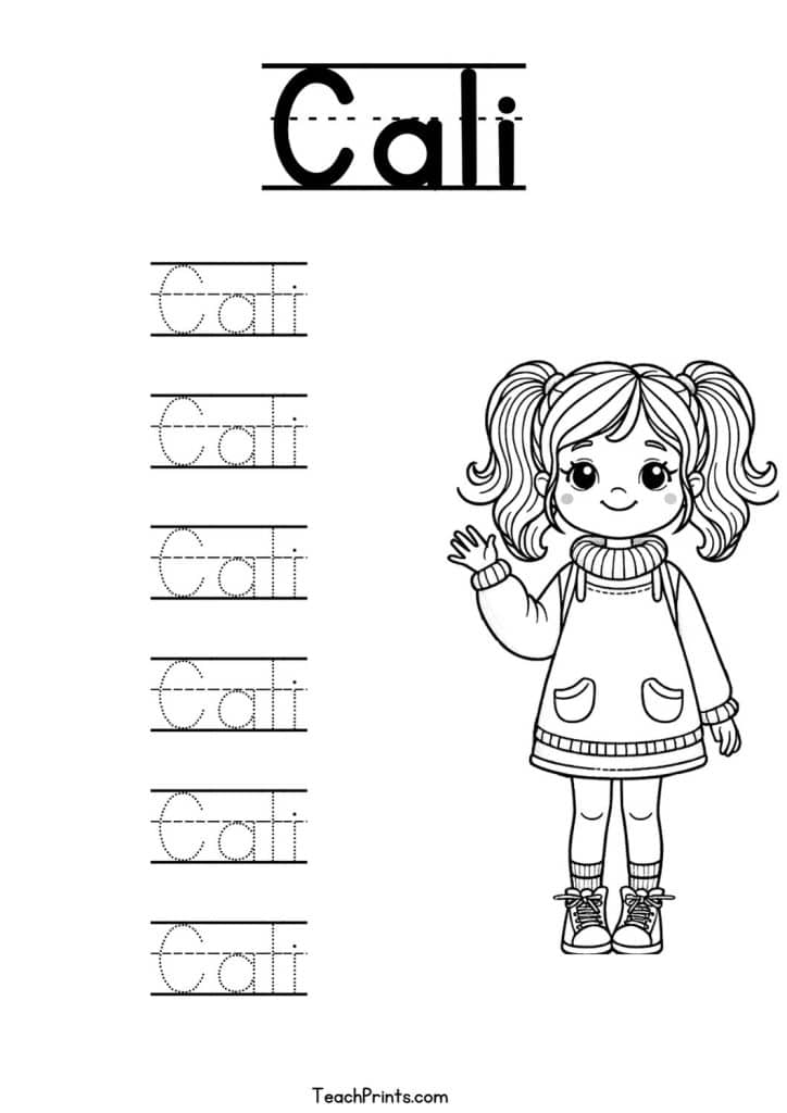 Cali Name Tracing Worksheet