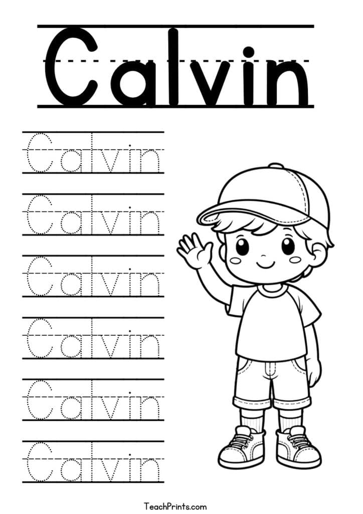 Calvin Name Tracing Worksheet