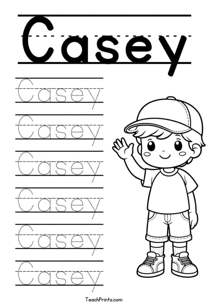 C Name Tracing Worksheets – 63 Names (Free & Printable) 24 Casey Name Tracing Worksheet