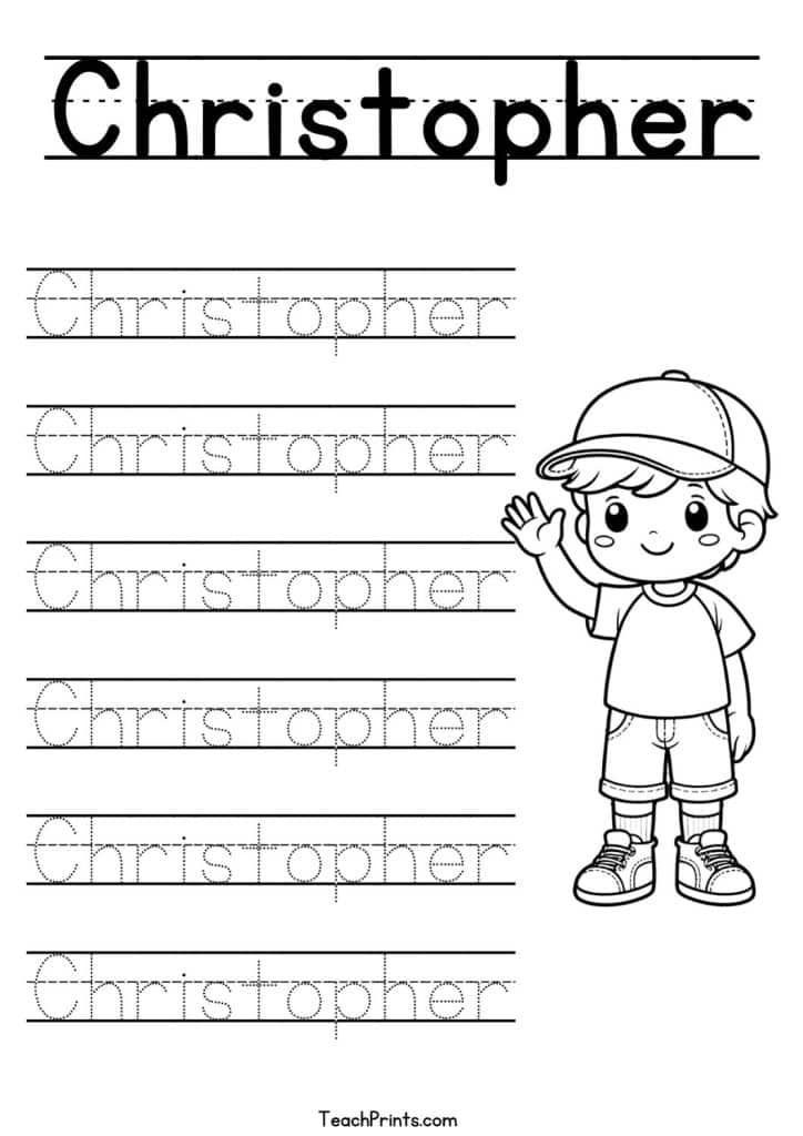 C Name Tracing Worksheets – 63 Names (Free & Printable) 46 Christopher Name Tracing Worksheet