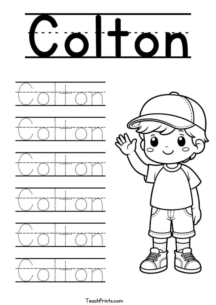C Name Tracing Worksheets – 63 Names (Free & Printable) 57 Colton Name Tracing Worksheet