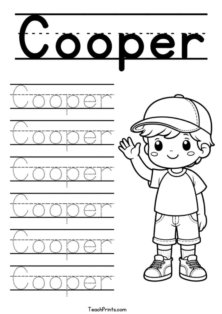 C Name Tracing Worksheets – 63 Names (Free & Printable) 59 Cooper Name Tracing Worksheet