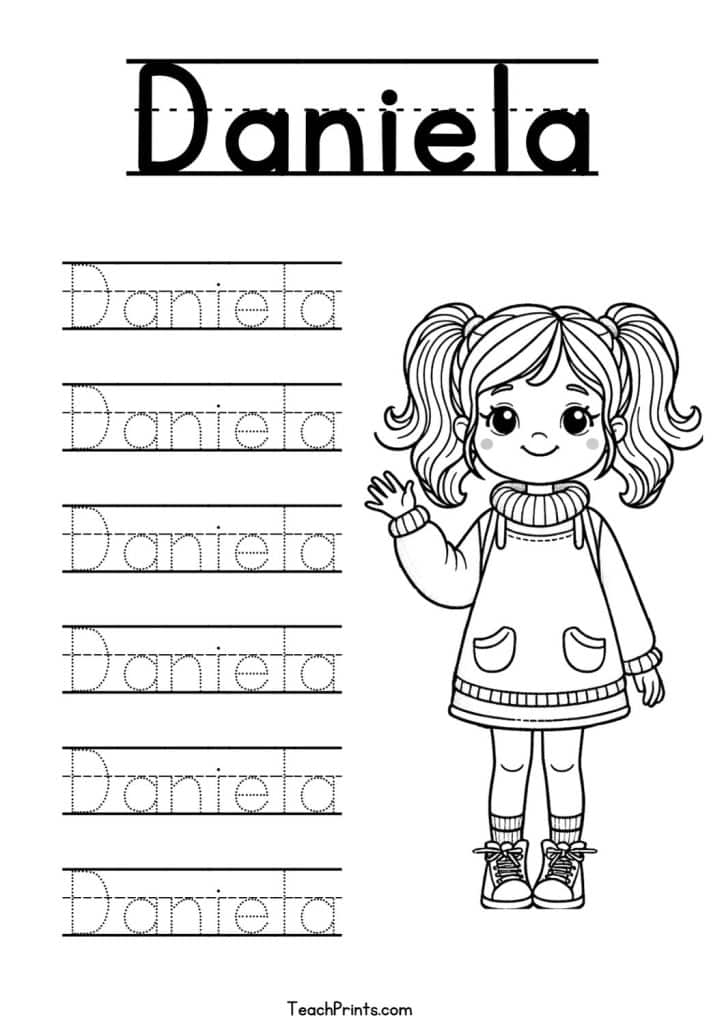 Daniela Name Tracing Worksheet