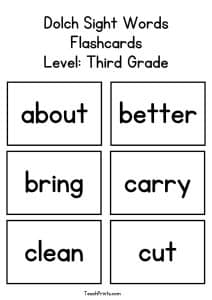 Dolch Sight Words Flashcards (Free and Printable) - Teach Prints