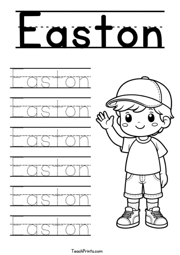 E Name Tracing Worksheets – 63 Names (Free & Printable) - Teach Prints