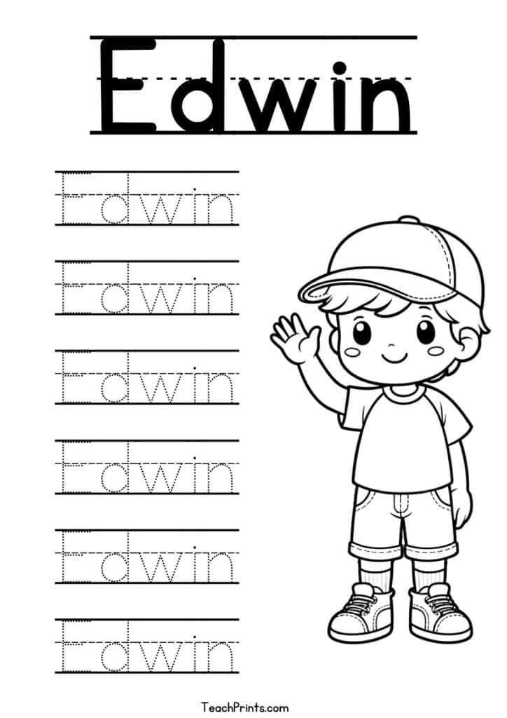 Edwin Name Tracing Worksheet