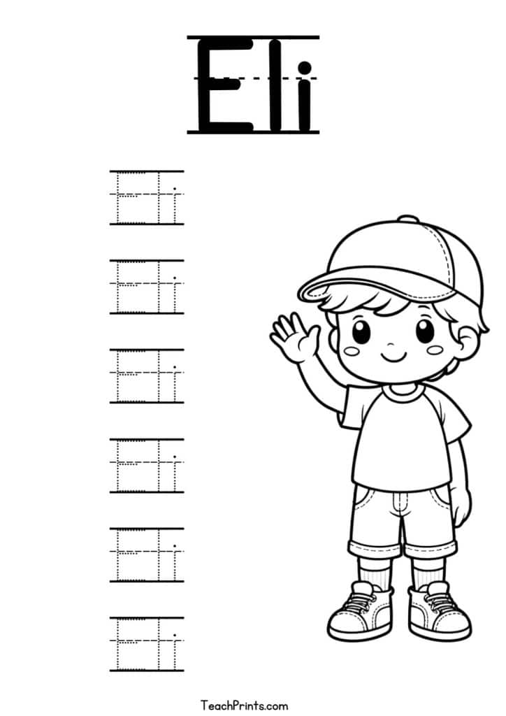 Eli Name Tracing Worksheet