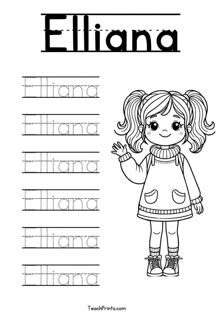 Elliana Name Tracing Worksheet