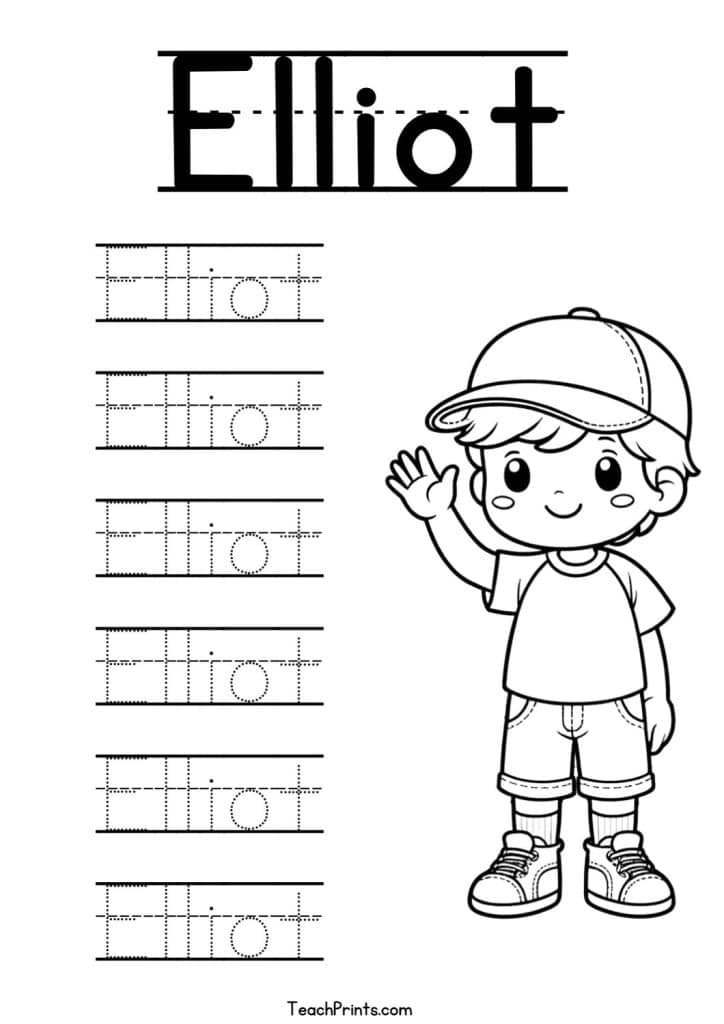 Elliot Name Tracing Worksheet