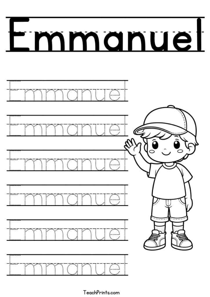 Emmanuel Name Tracing Worksheet