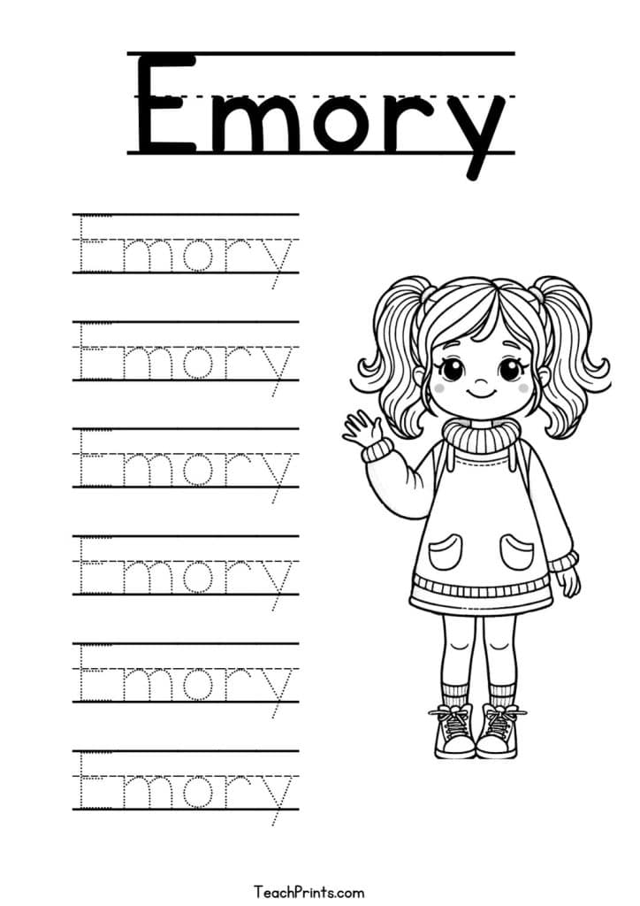 Emory Name Tracing Worksheet