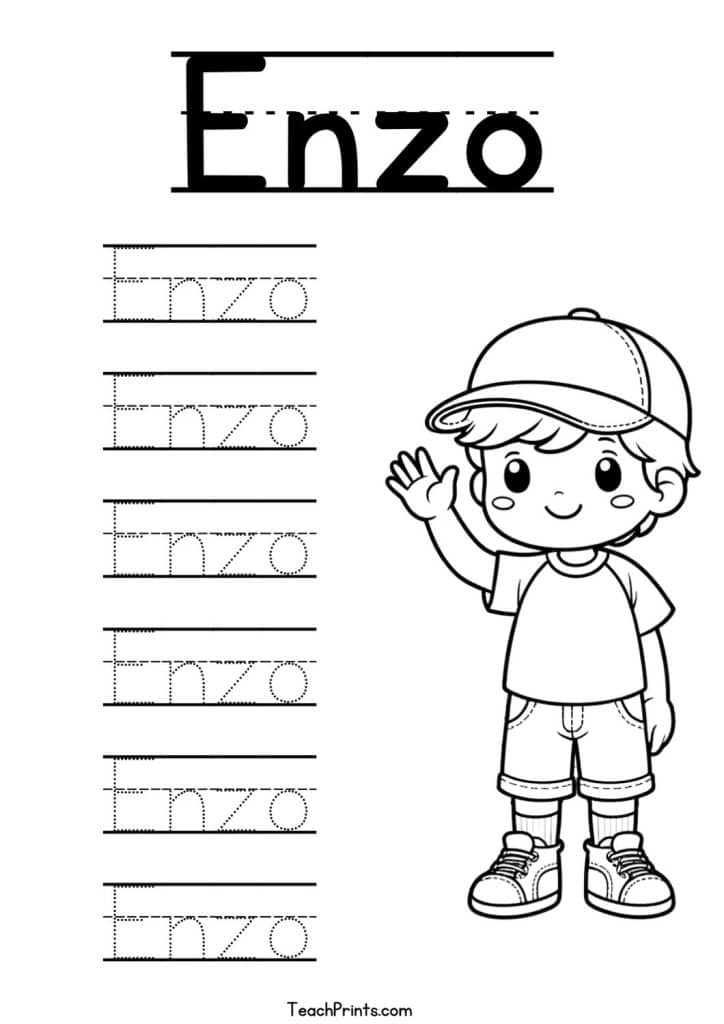 Enzo Name Tracing Worksheet