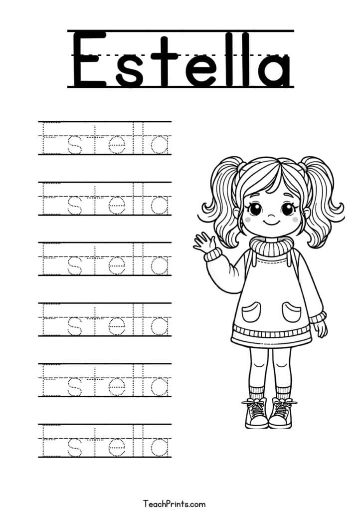 Estella Name Tracing Worksheet