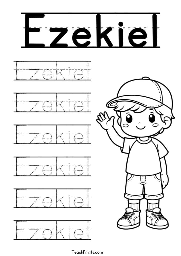 Ezekiel Name Tracing Worksheet