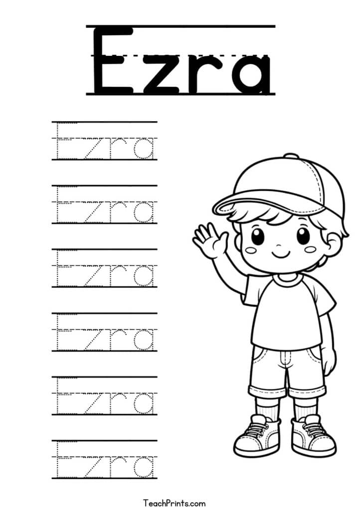 Ezra Name Tracing Worksheet