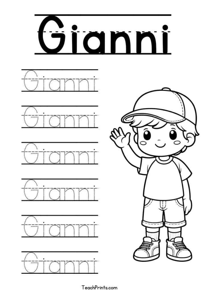 Gianni Name Tracing Worksheet