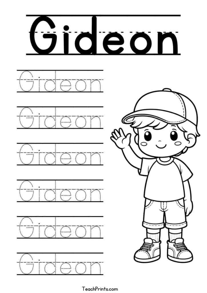Gideon Name Tracing Worksheet