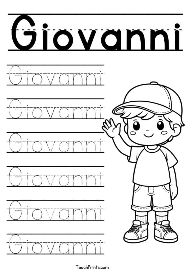 Giovanni Name Tracing Worksheet