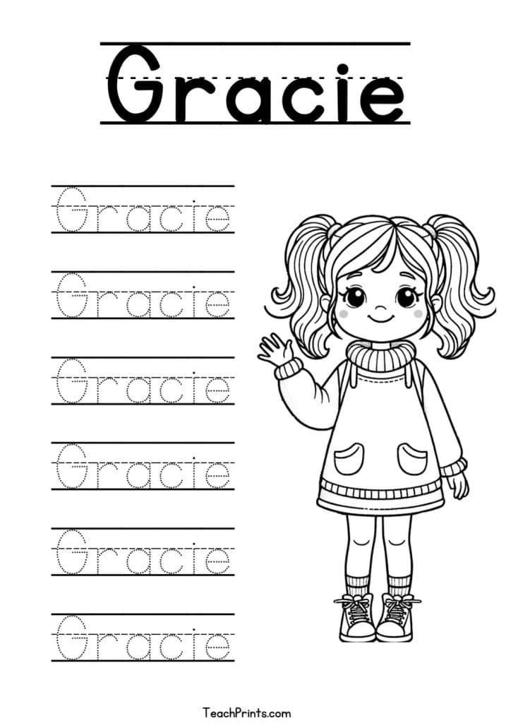 Gracie Name Tracing Worksheet