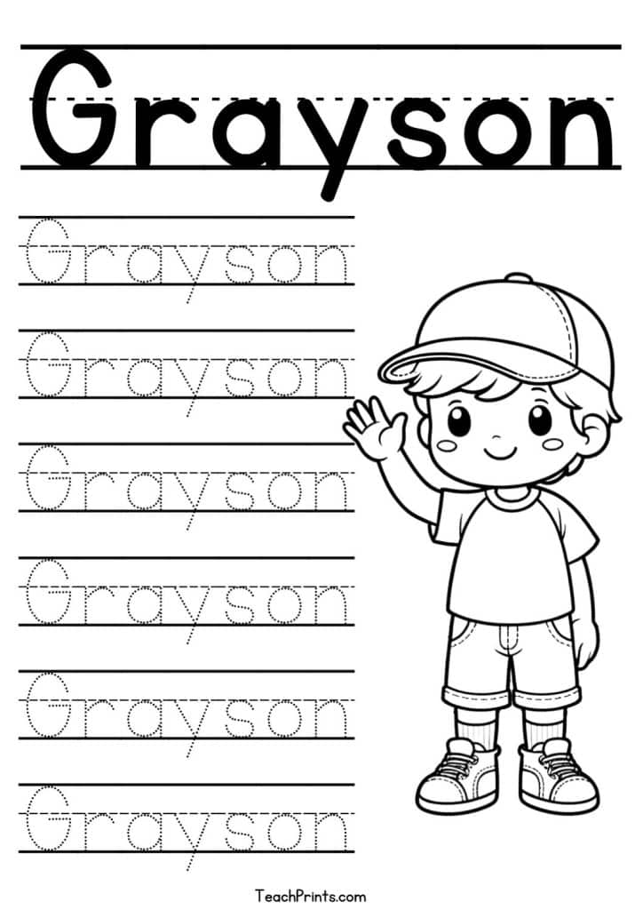 Grayson Name Tracing Worksheet