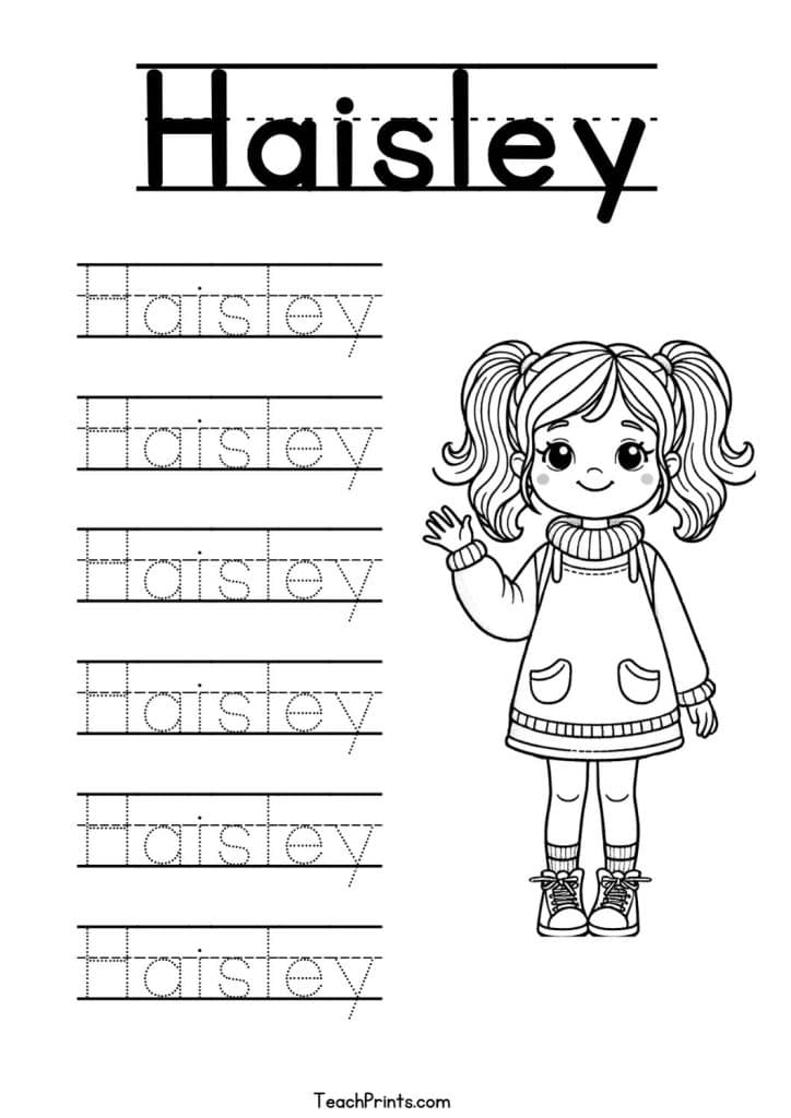 Haisley Name Tracing Worksheet
