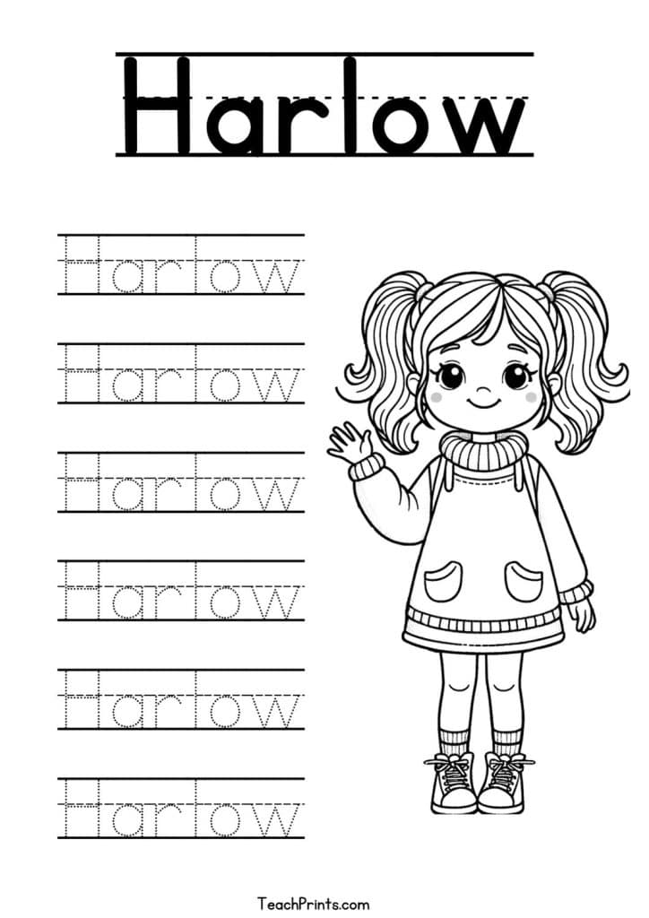 Harlow Name Tracing Worksheet
