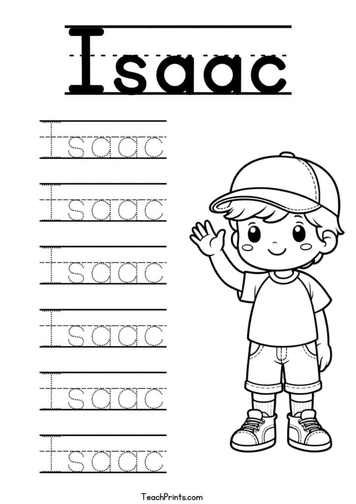 Isaac Name Tracing Worksheet