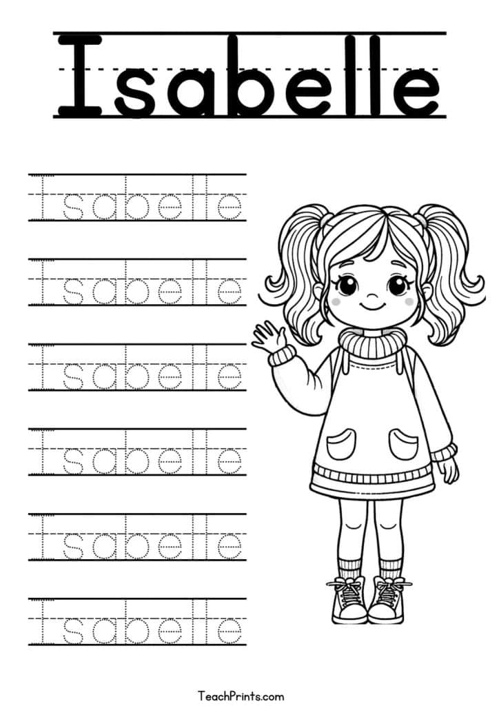 Isabelle Name Tracing Worksheet